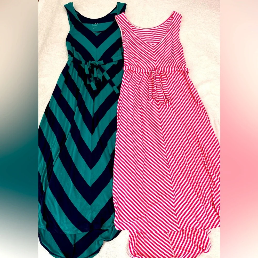 2 (Two) Ingrid & Isabel Maternity Women's Sleeveless Striped Midi Dresses Medium - Picture 1 of 10